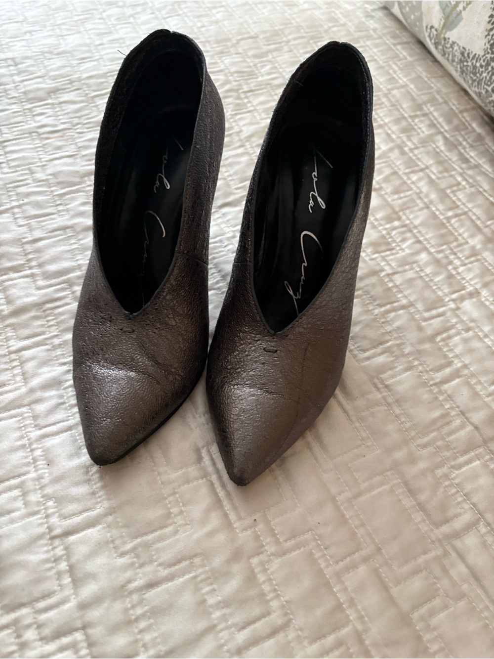 Pointed Metallic Brown Women's Heels by Noelle Cruz
